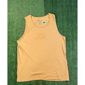 GSTR Mens Anti Social Tank Top Tan Khaki Graphic Sleeveless Shirt Large